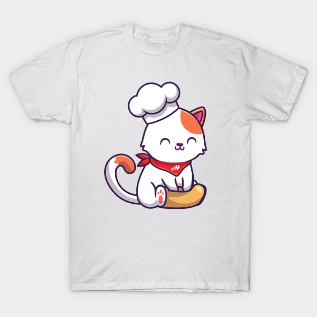 Cute Cat Chef Cooking T-Shirt by Catalyst Labs